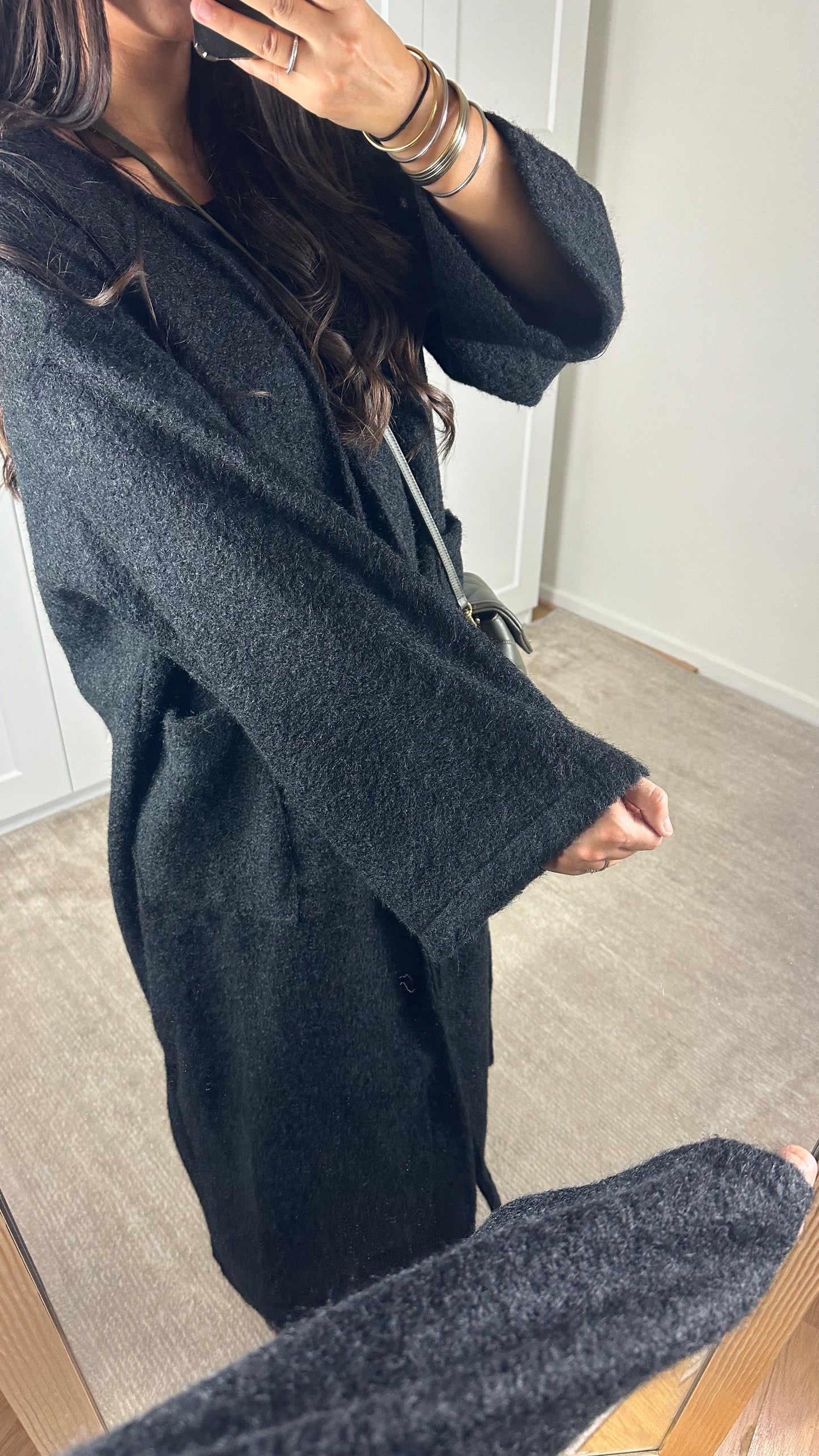Manteau texturé Noir