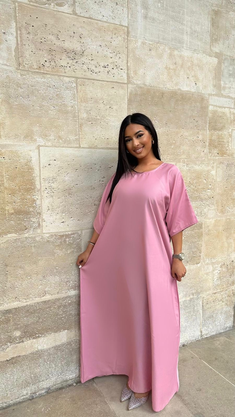 Sous Abaya Rose ( soie de corée)