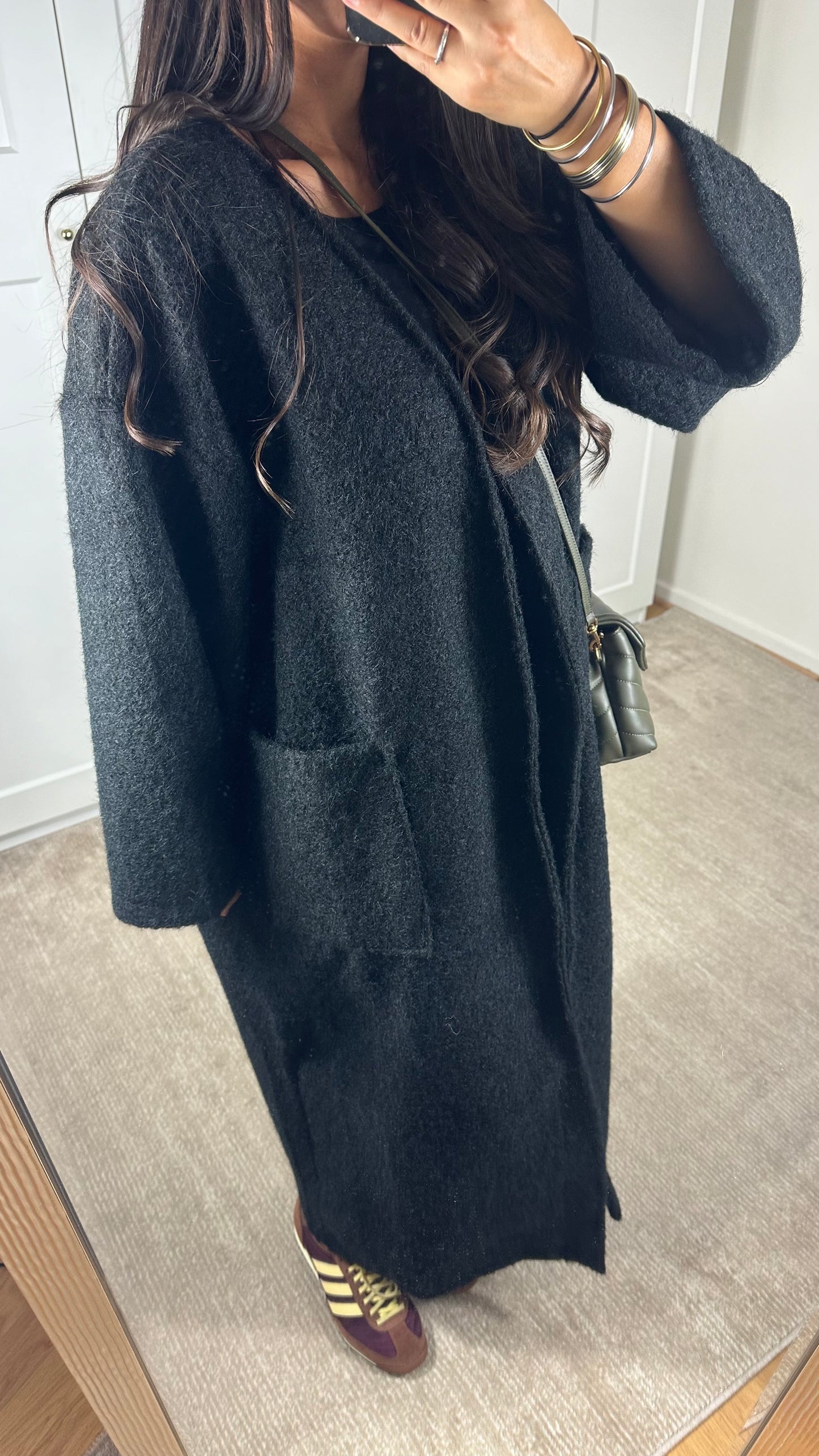 Manteau texturé Noir